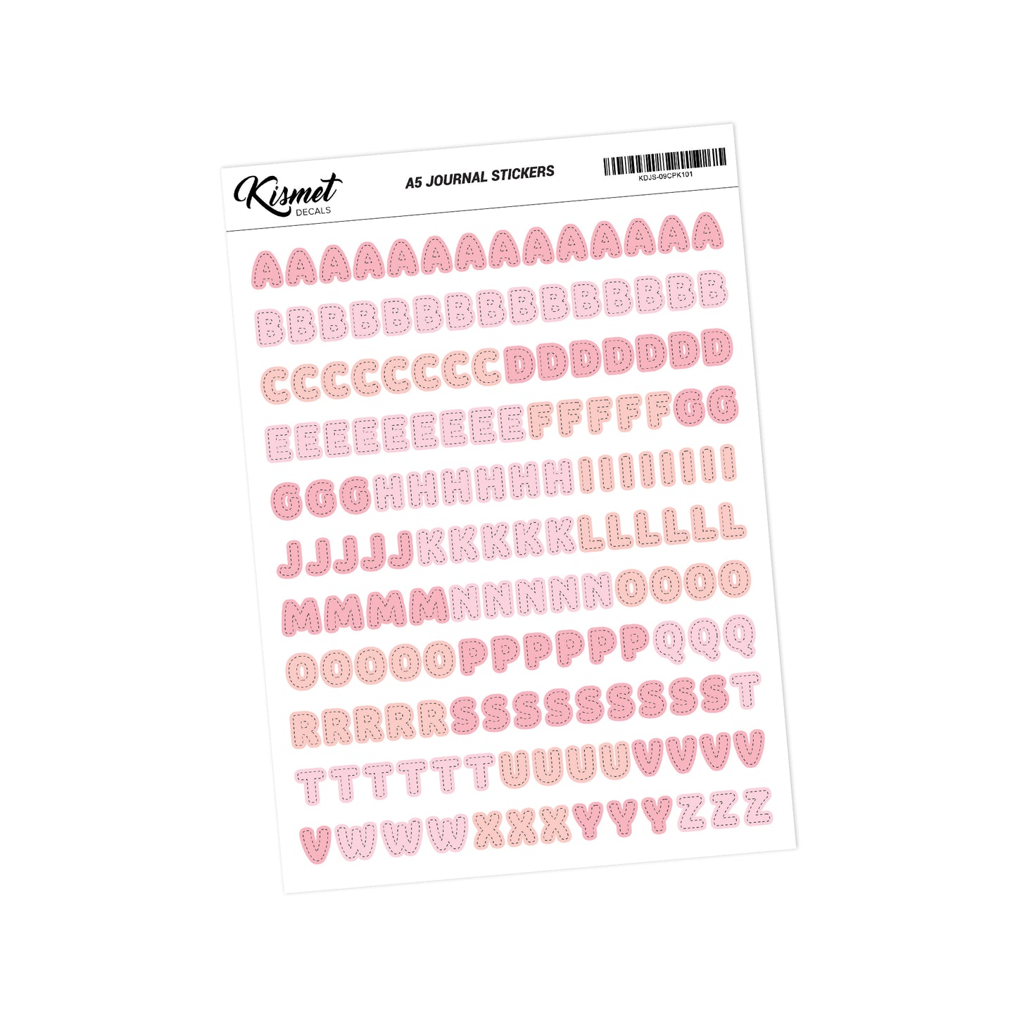 A5 Capital Alphabets Journal Stickers - 5.3" X 8.3" - Craft Scrapbook Junk Journal Snail Mail Planner Journal Diary Paper Sticker Sheet