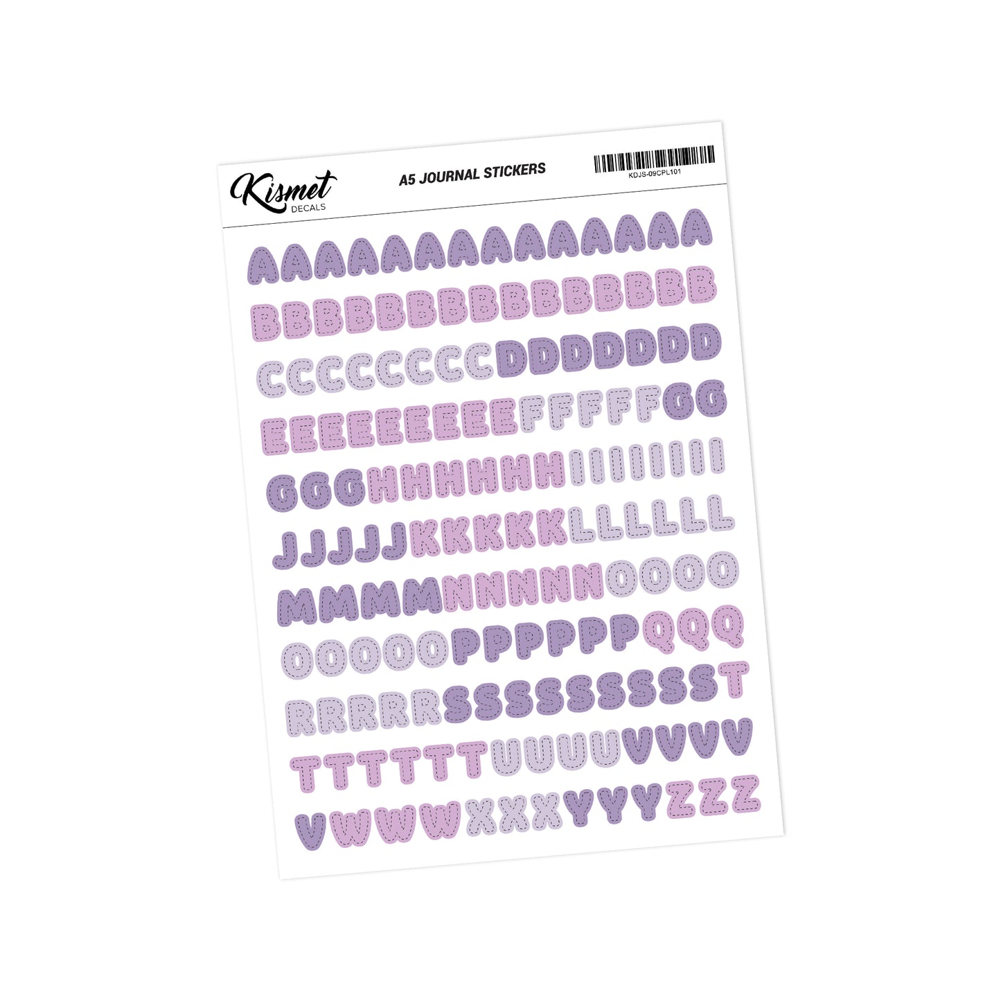 A5 Capital Alphabets Journal Stickers - 5.3" X 8.3" - Craft Scrapbook Junk Journal Snail Mail Planner Journal Diary Paper Sticker Sheet