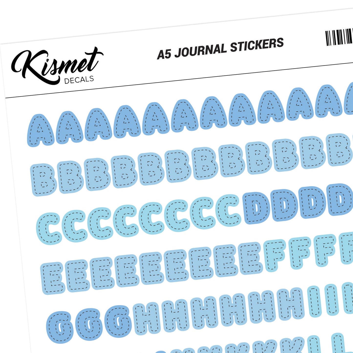 A5 Capital Alphabets Journal Stickers - 5.3" X 8.3" - Craft Scrapbook Junk Journal Snail Mail Planner Journal Diary Paper Sticker Sheet