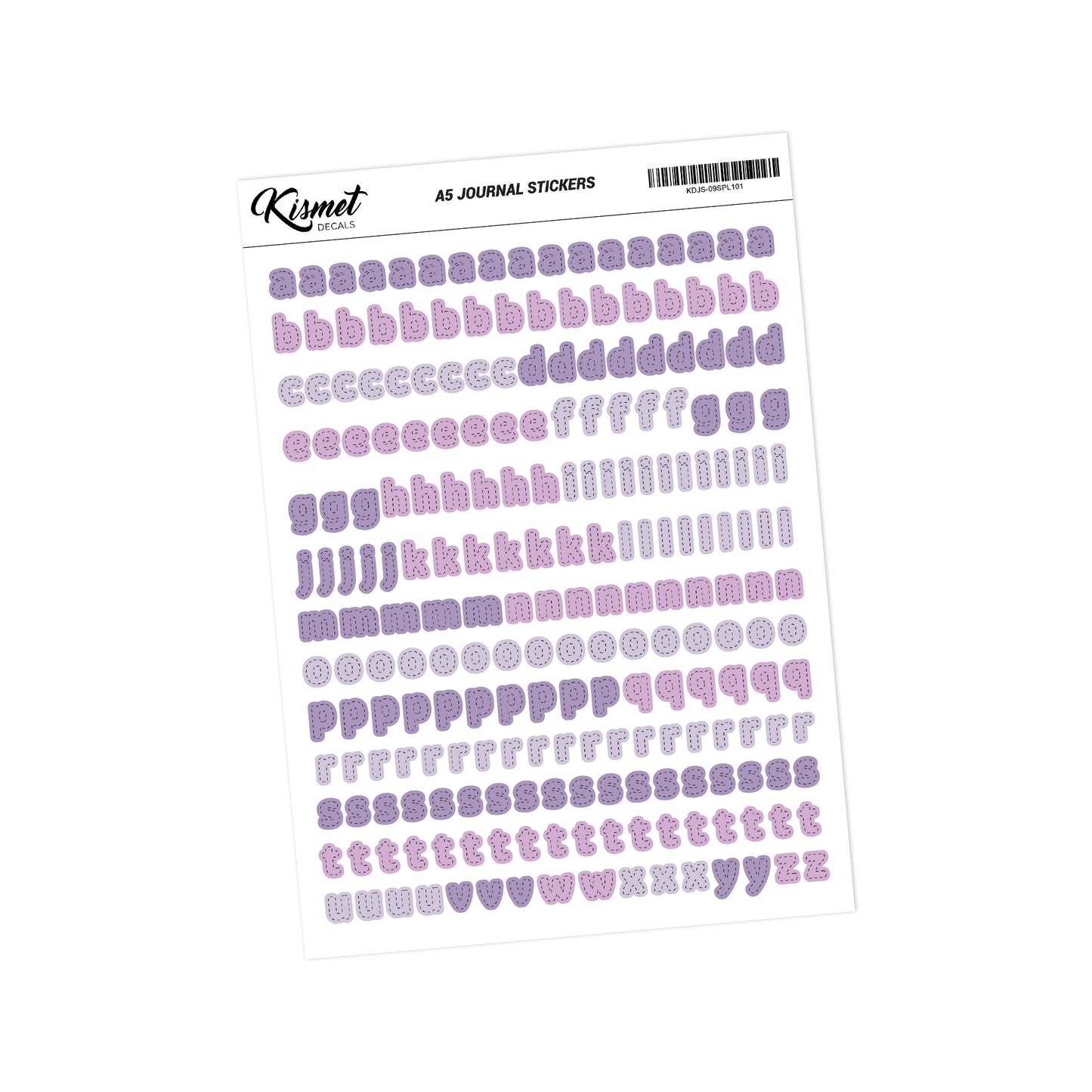 A5 Small Alphabets Journal Stickers - 5.3" X 8.3" - Craft Scrapbook Junk Journal Snail Mail Planner Journal Diary Paper Sticker Sheet