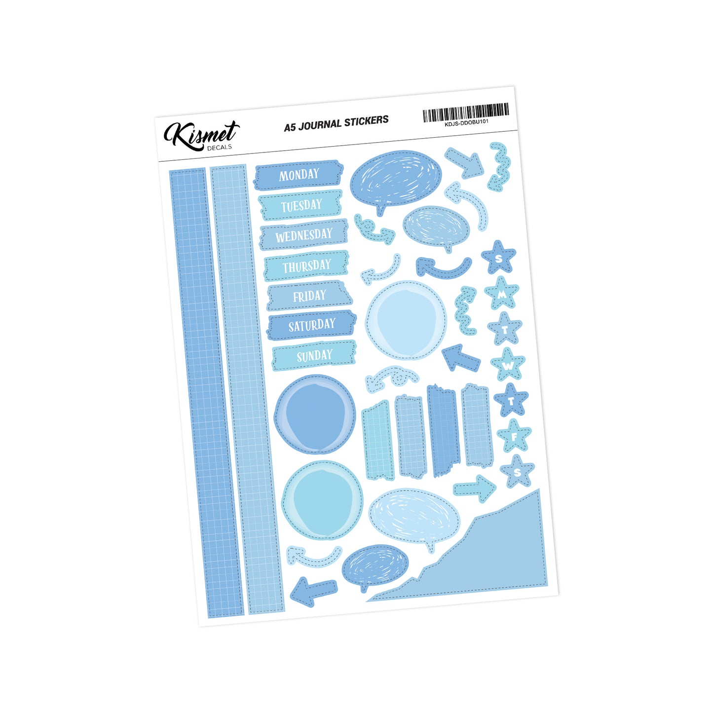 A5 Days and Doodles Stickers - 5.3" X 8.3" - Craft Journal Snail Mail Planner Journal Diary Paper Sticker Sheet
