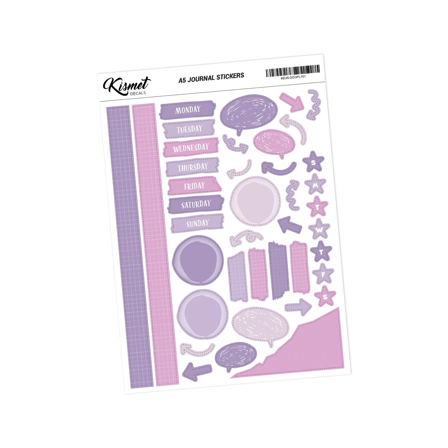 A5 Days and Doodles Stickers - 5.3" X 8.3" - Craft Journal Snail Mail Planner Journal Diary Paper Sticker Sheet