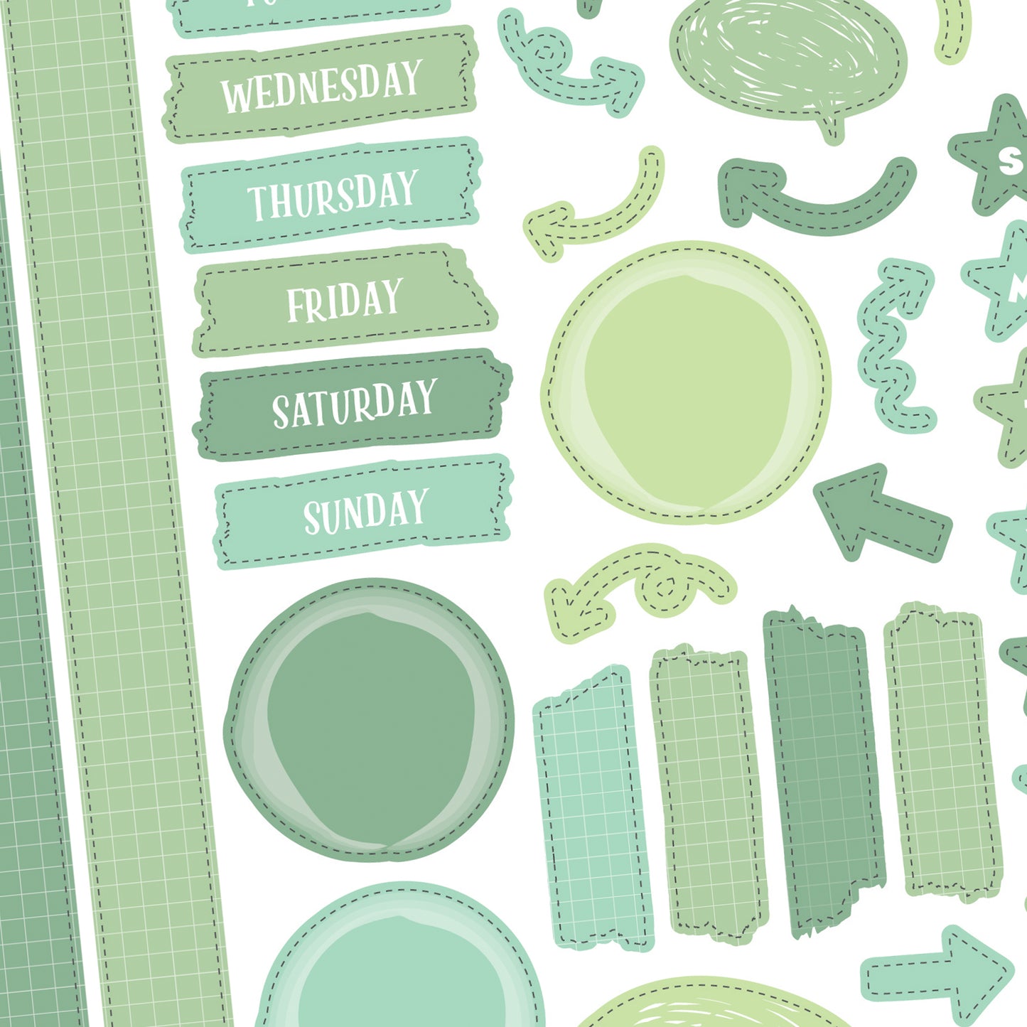 A5 Days and Doodles Stickers - 5.3" X 8.3" - Craft Journal Snail Mail Planner Journal Diary Paper Sticker Sheet