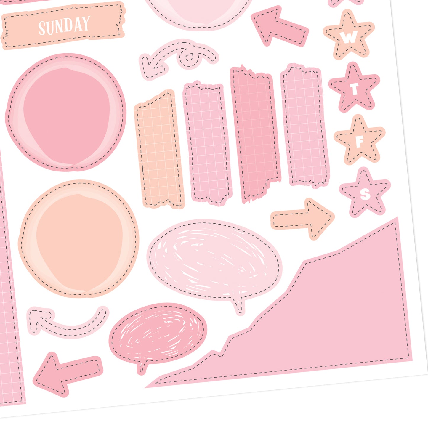A5 Days and Doodles Stickers - 5.3" X 8.3" - Craft Journal Snail Mail Planner Journal Diary Paper Sticker Sheet