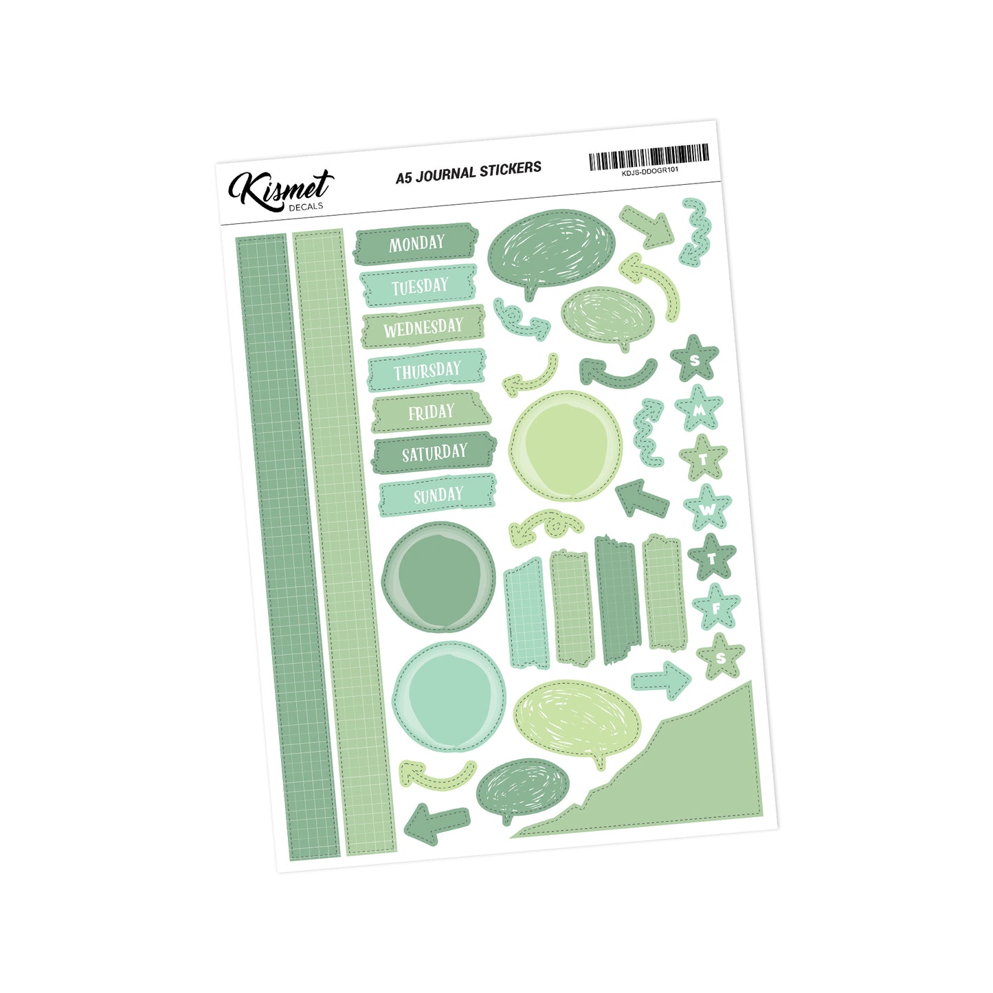 A5 Days and Doodles Stickers - 5.3" X 8.3" - Craft Journal Snail Mail Planner Journal Diary Paper Sticker Sheet
