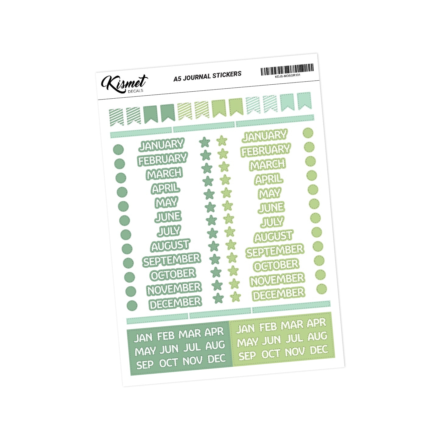 A5 Months Of The Year In Capital Stickers - 5.3" X 8.3" - Craft Journal Snail Mail Planner Journal Diary Paper Sticker Sheet