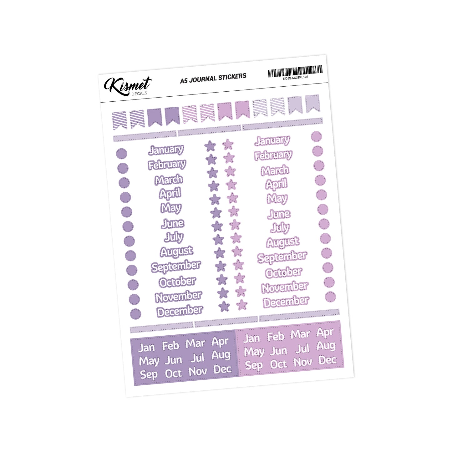 A5 Months Of The Year Small Letter Stickers - 5.3" X 8.3" - Craft Journal Snail Mail Planner Journal Diary Paper Sticker Sheet