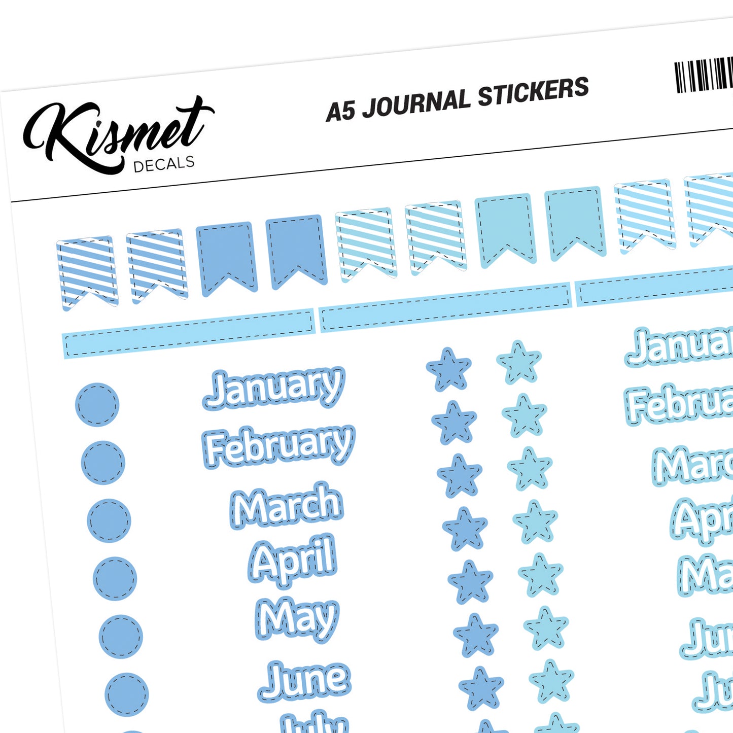 A5 Months Of The Year Small Letter Stickers - 5.3" X 8.3" - Craft Journal Snail Mail Planner Journal Diary Paper Sticker Sheet