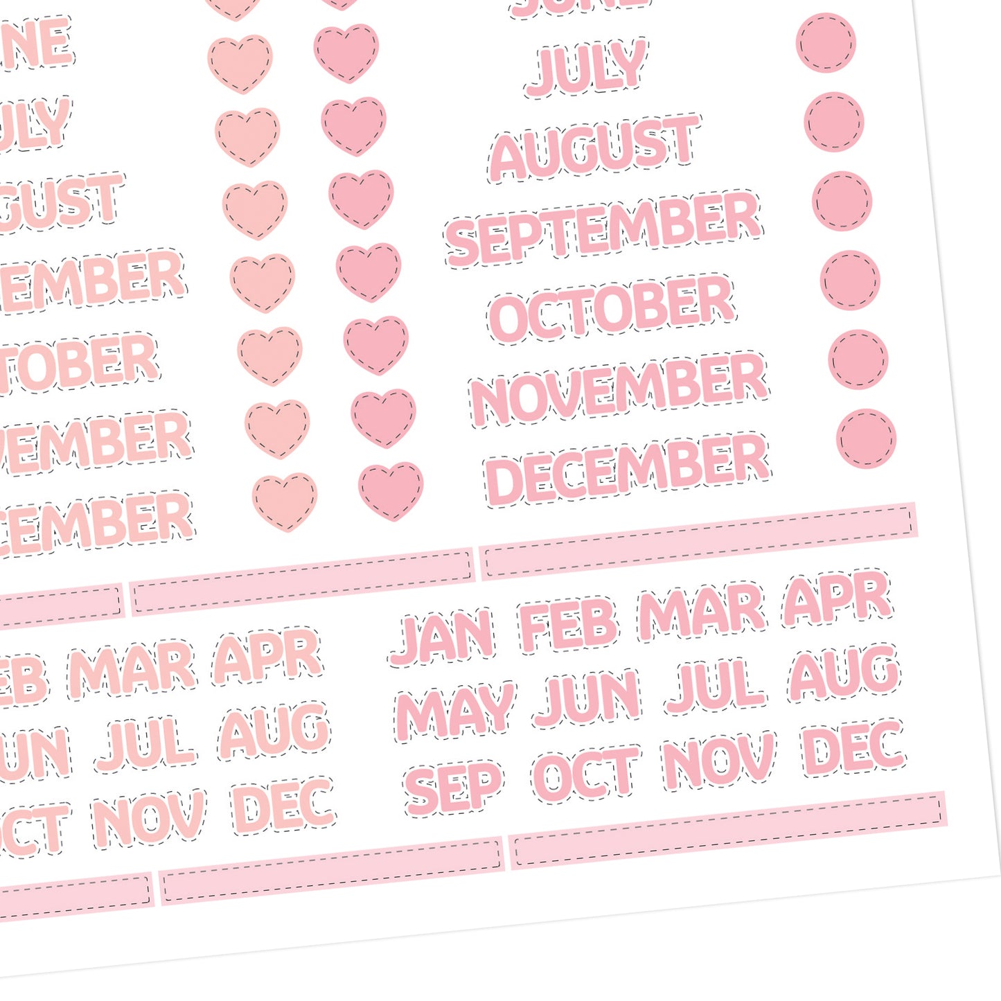 A5 Months of the Year Solid Capitals Stickers - 5.3" x 8.3" - Craft Journal Snail Mail Planner Journal Diary Paper Sticker Sheet