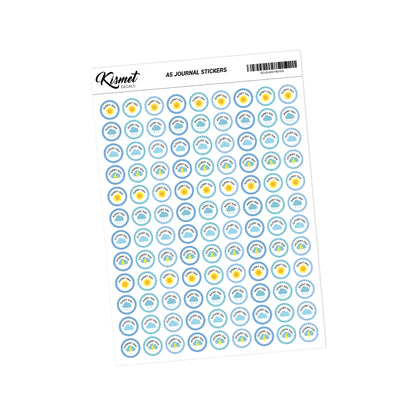 A5 Outline Weather Stickers - 5.3" X 8.3" - Craft Journal Snail Mail Planner Journal Diary Paper Sticker Sheet