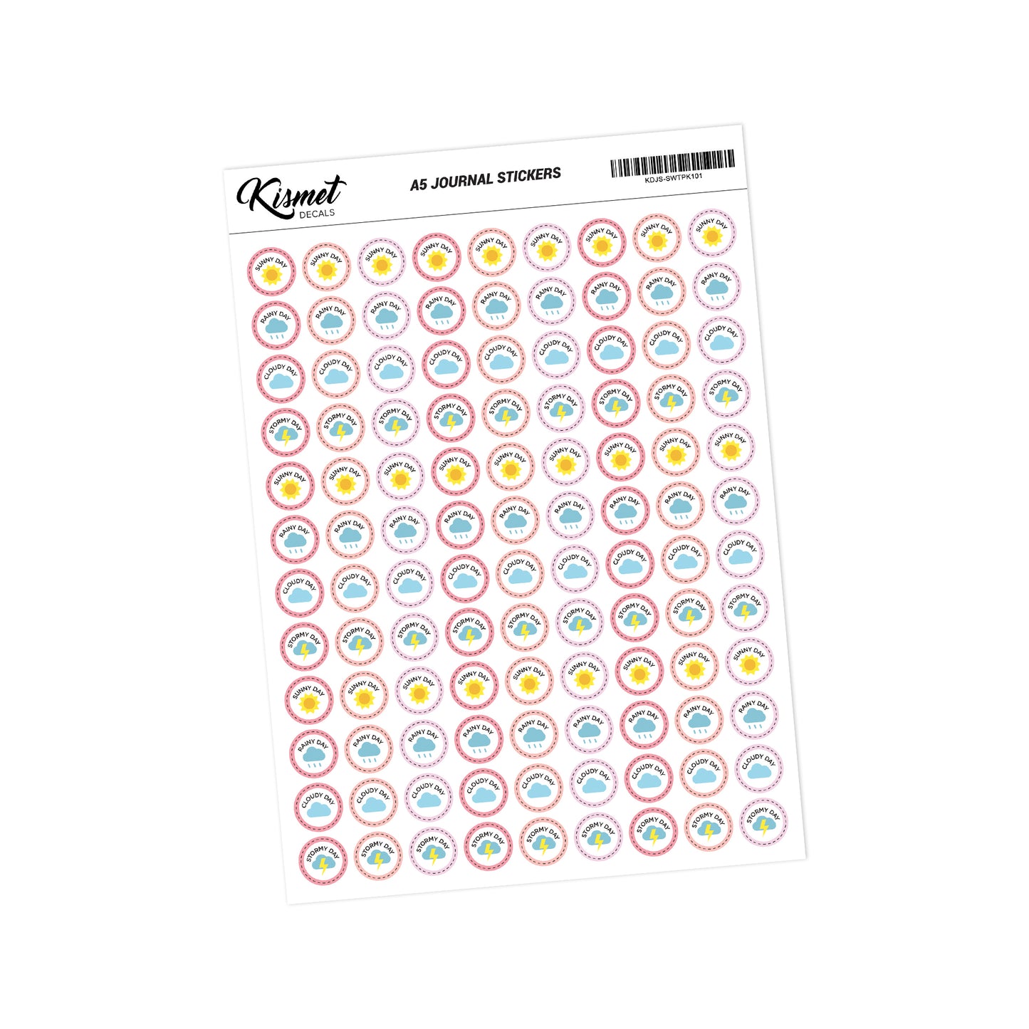 A5 Outline Weather Stickers - 5.3" X 8.3" - Craft Journal Snail Mail Planner Journal Diary Paper Sticker Sheet