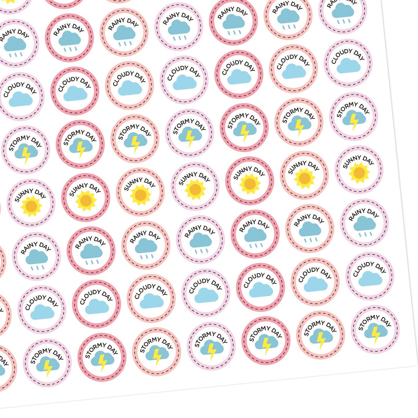 A5 Outline Weather Stickers - 5.3" X 8.3" - Craft Journal Snail Mail Planner Journal Diary Paper Sticker Sheet