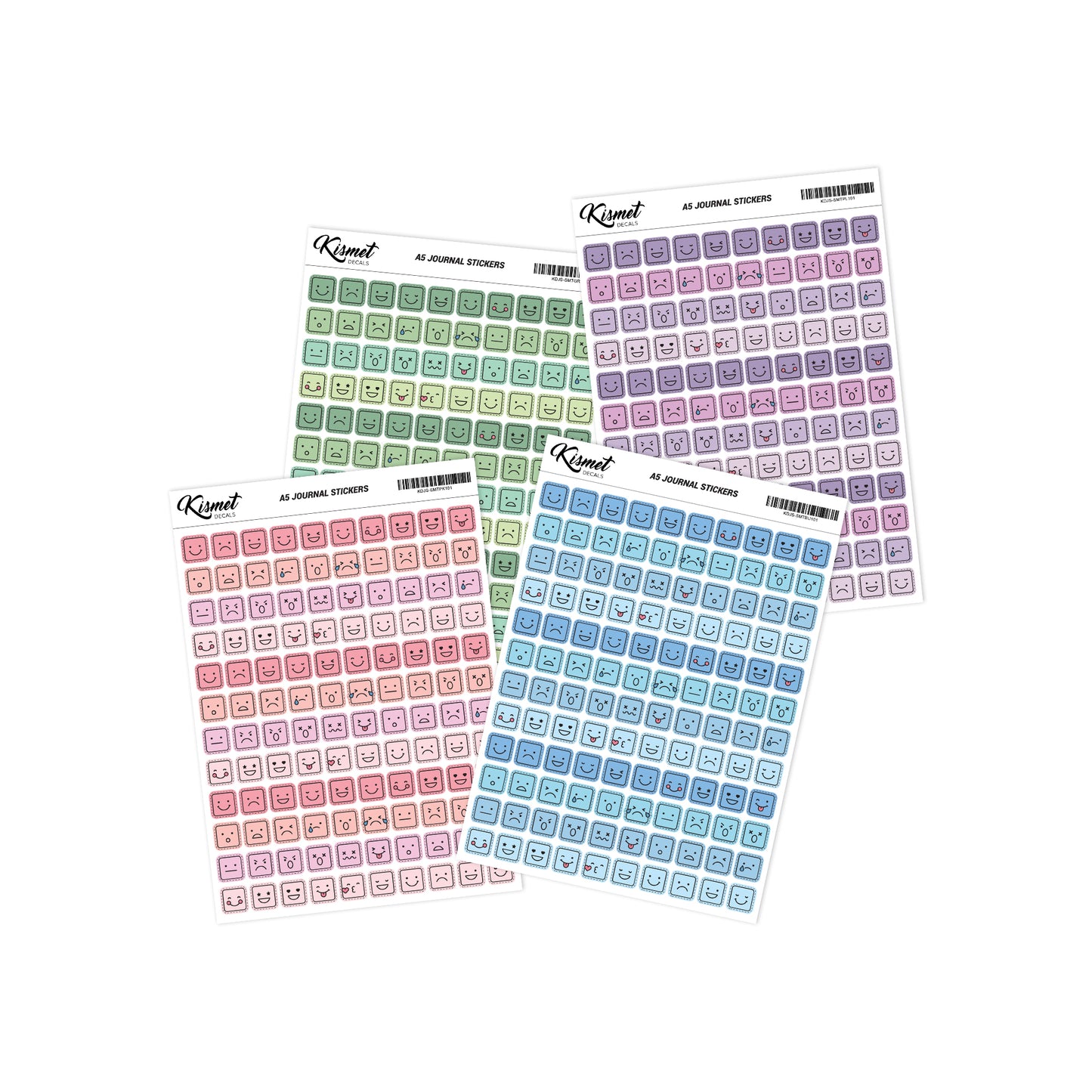 A5 Square Mood Tracker Stickers - 120 Pieces 5.3" X 8.3" - Craft Journal Snail Mail Planner Journal Diary Paper Sticker Sheet