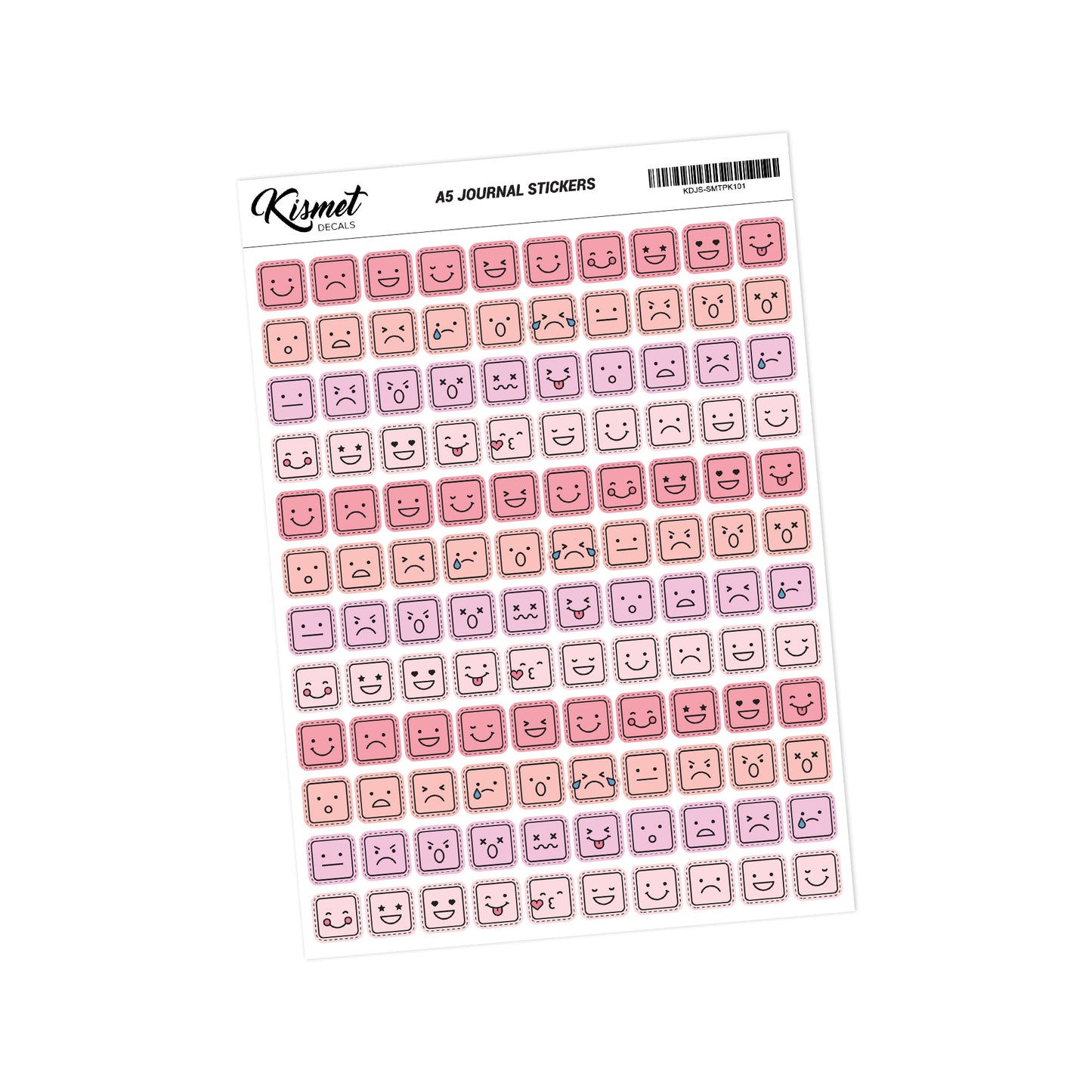 A5 Square Mood Tracker Stickers - 120 Pieces 5.3" X 8.3" - Craft Journal Snail Mail Planner Journal Diary Paper Sticker Sheet