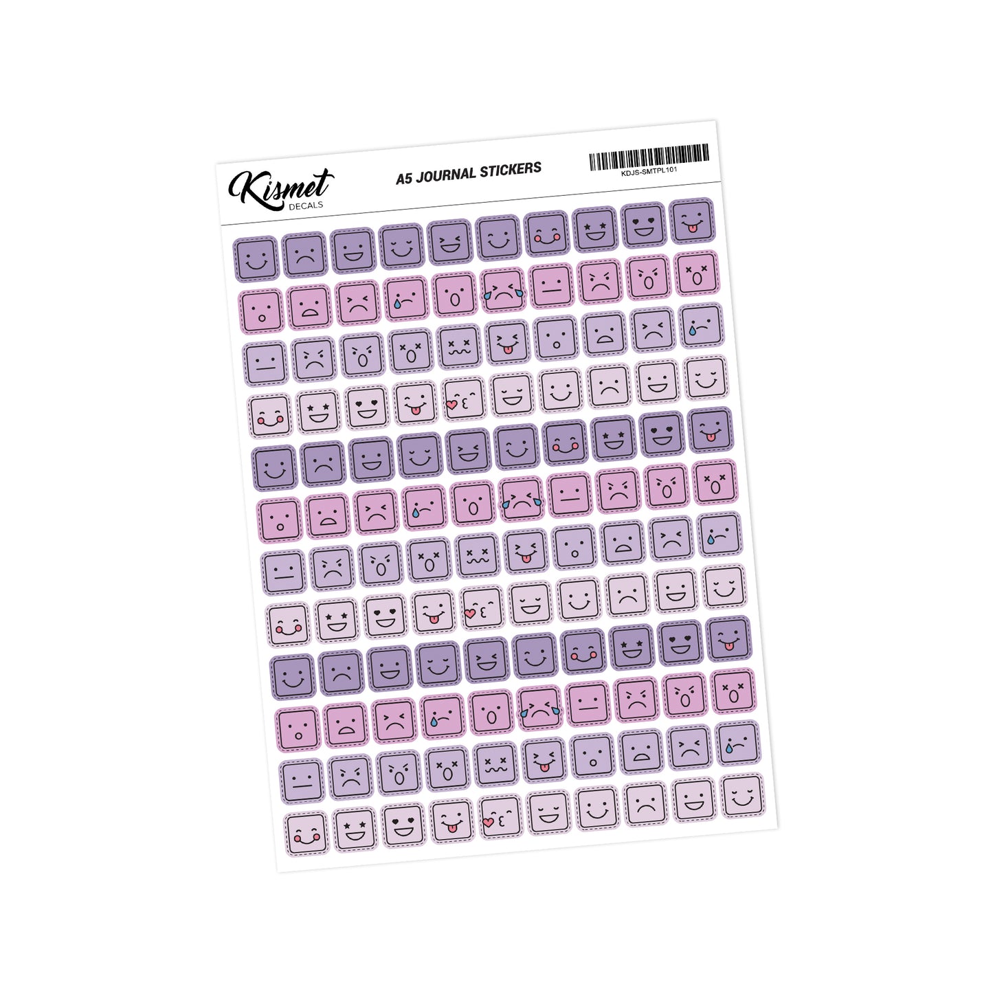 A5 Square Mood Tracker Stickers - 120 Pieces 5.3" X 8.3" - Craft Journal Snail Mail Planner Journal Diary Paper Sticker Sheet