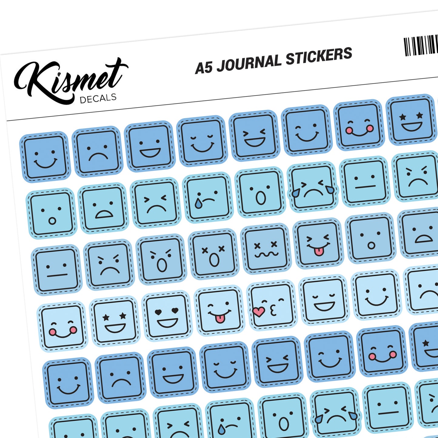 A5 Square Mood Tracker Stickers - 120 Pieces 5.3" X 8.3" - Craft Journal Snail Mail Planner Journal Diary Paper Sticker Sheet