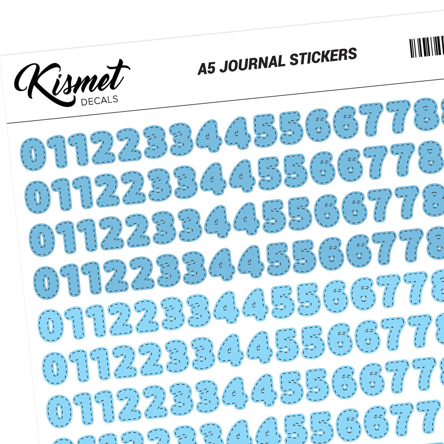 A5 Solid Number Stickers - 5.3" X 8.3" - Craft Journal Snail Mail Planner Journal Diary Paper Sticker Sheet