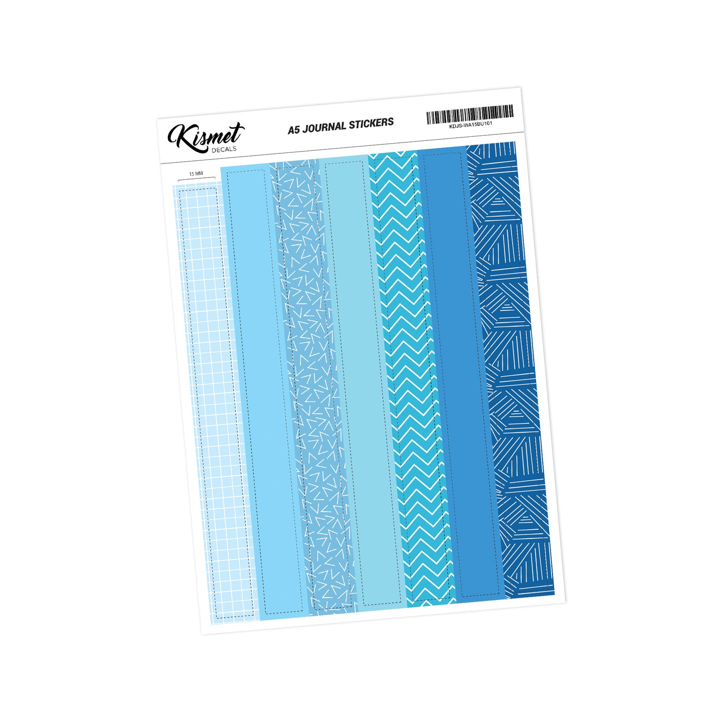 0.6" Washi Tape Design Sticker - 7 Pieces 5.3" X 8.3" - Craft Scrapbook Junk Journal Snail Mail Planner Journal Diary Paper Sticker Sheet