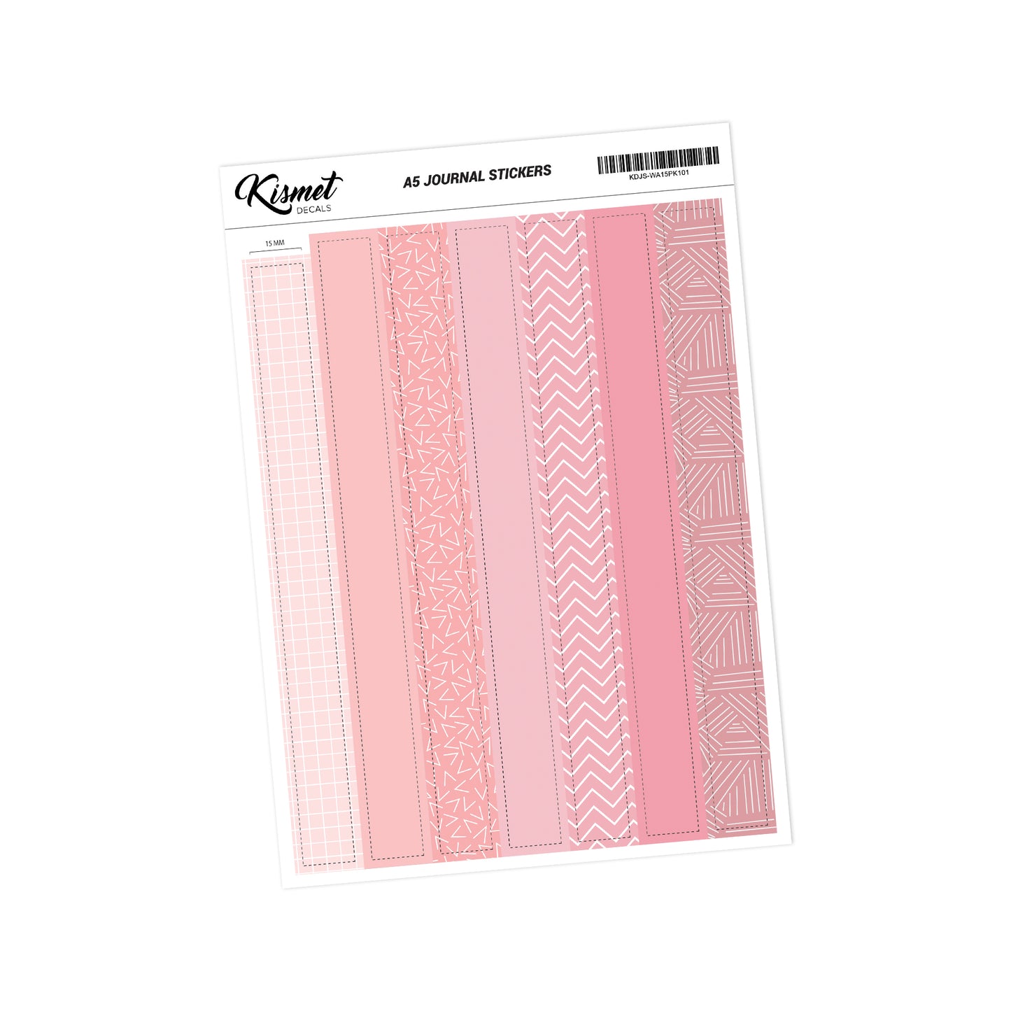 0.6" Washi Tape Design Sticker - 7 Pieces 5.3" X 8.3" - Craft Scrapbook Junk Journal Snail Mail Planner Journal Diary Paper Sticker Sheet