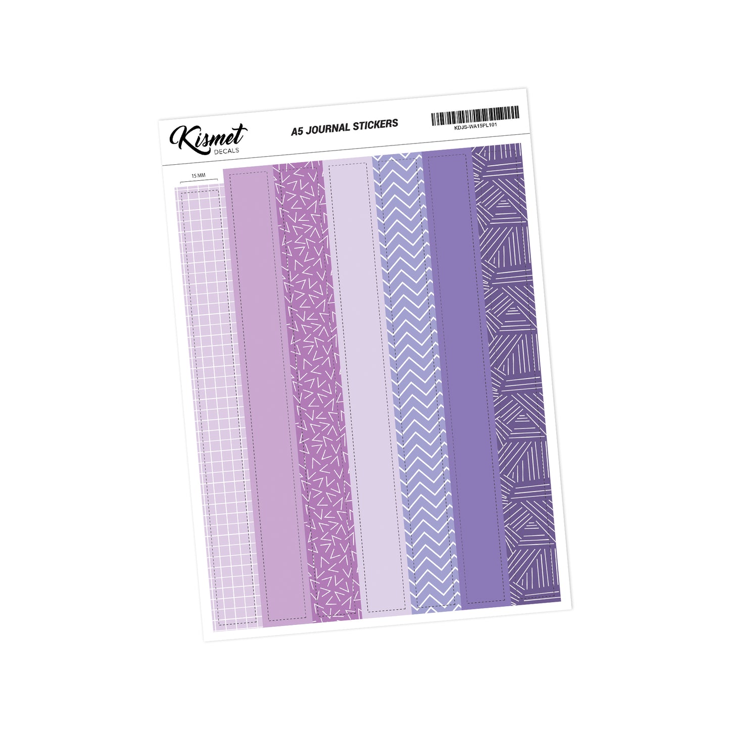 0.6" Washi Tape Design Sticker - 7 Pieces 5.3" X 8.3" - Craft Scrapbook Junk Journal Snail Mail Planner Journal Diary Paper Sticker Sheet