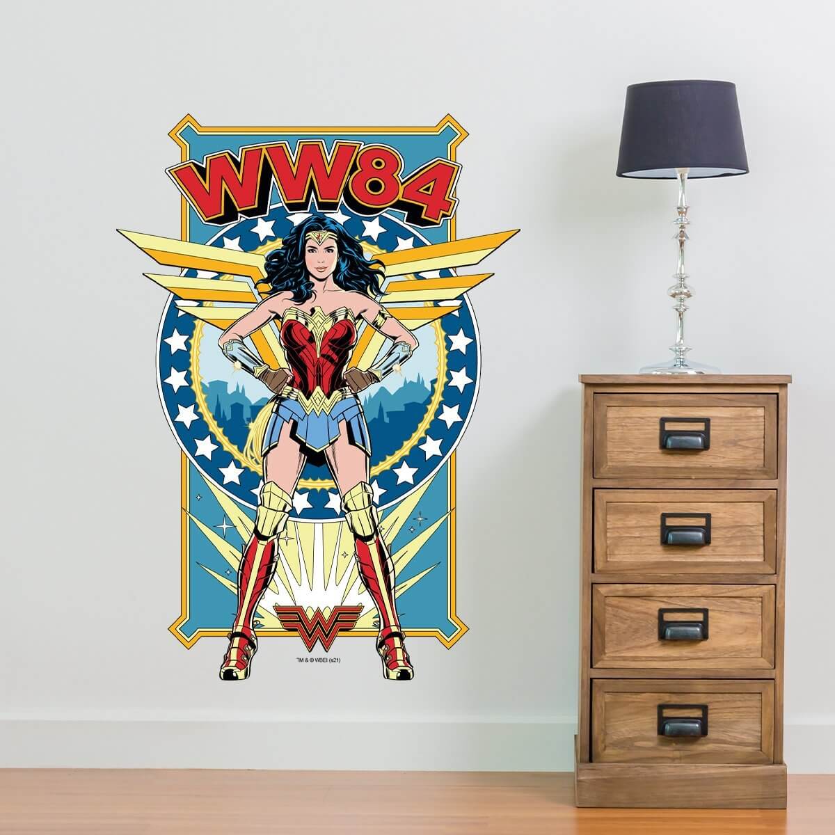 Kismet Decals WW84 Battle Stance Licensed Wall Sticker - Easy DIY Wonder Woman 1984 Home & Room Decor Comic Art - Kismet Decals