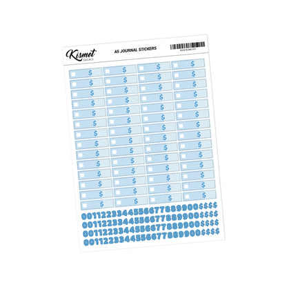 A5 Budget Finance Labels & Numbers Journal Stickers - 5.3" X 8.3" - Craft Journal Snail Mail Planner Journal Diary Paper Sticker Sheet