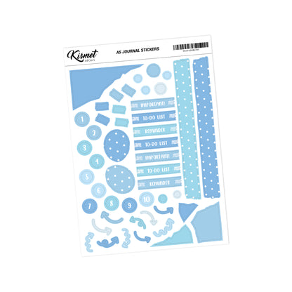 A5 Labels and Doodles Stickers - 5.3" X 8.3" - Craft Journal Snail Mail Planner Journal Diary Paper Sticker Sheet