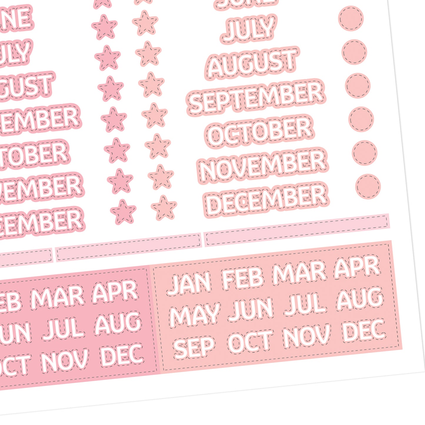 A5 Months Of The Year In Capital Stickers - 5.3" X 8.3" - Craft Journal Snail Mail Planner Journal Diary Paper Sticker Sheet