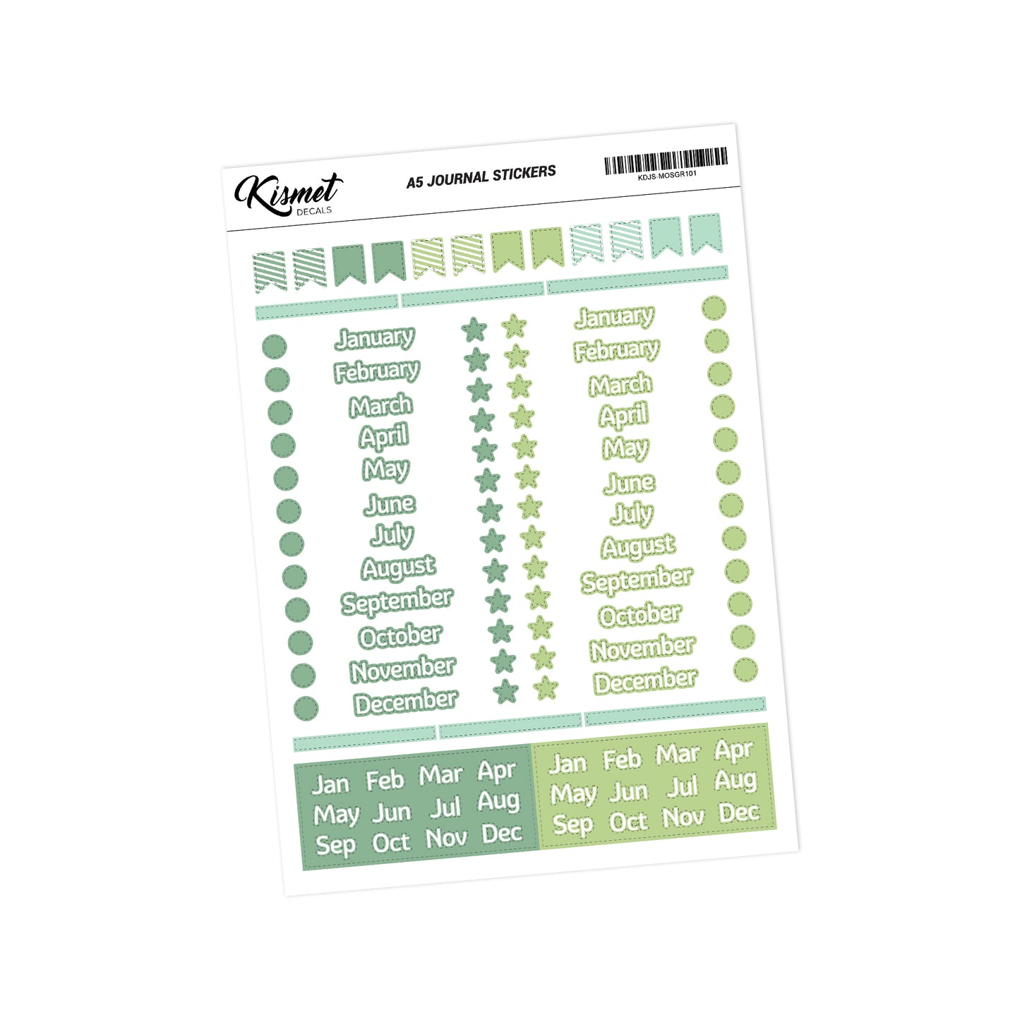A5 Months Of The Year Small Letter Stickers - 5.3" X 8.3" - Craft Journal Snail Mail Planner Journal Diary Paper Sticker Sheet