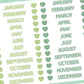 A5 Months of the Year Solid Capitals Stickers - 5.3" x 8.3" - Craft Journal Snail Mail Planner Journal Diary Paper Sticker Sheet