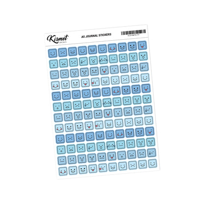 A5 Square Mood Tracker Stickers - 120 Pieces 5.3" X 8.3" - Craft Journal Snail Mail Planner Journal Diary Paper Sticker Sheet