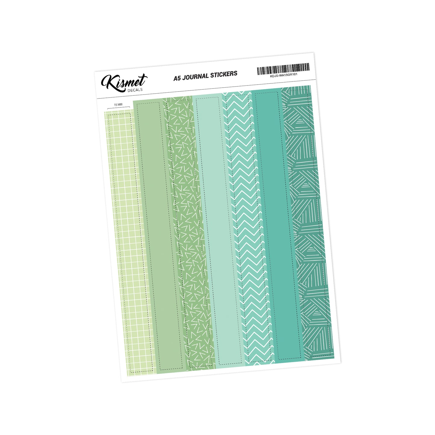 0.6" Washi Tape Design Sticker - 7 Pieces 5.3" X 8.3" - Craft Scrapbook Junk Journal Snail Mail Planner Journal Diary Paper Sticker Sheet