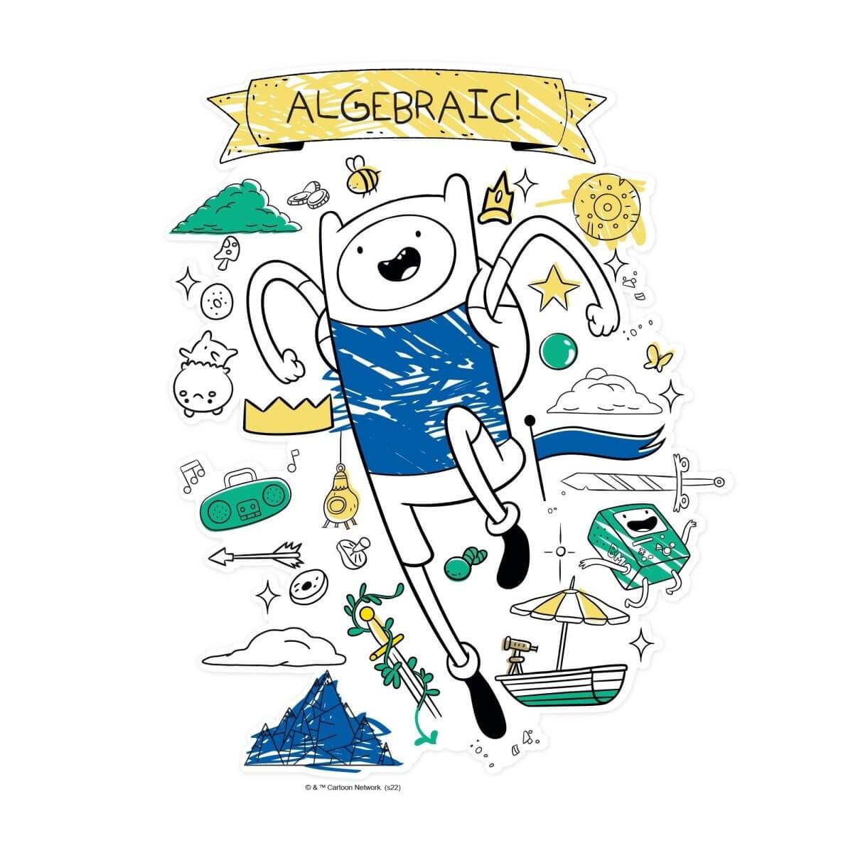 Kismet Decals Adventure Time Finn Algebraic! Licensed Wall Sticker - Easy DIY Home & Kids Room Decor Wall Decal Art - Kismet Decals