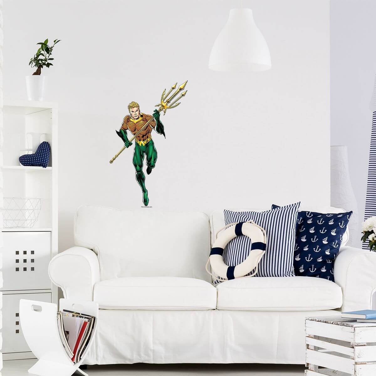 Kismet Decals Aquaman Charge Attack Licensed Wall Sticker - Easy DIY Justice League Home & Room Decor Wall Art - Kismet Decals
