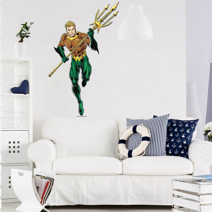 Kismet Decals Aquaman Charge Attack Licensed Wall Sticker - Easy DIY Justice League Home & Room Decor Wall Art - Kismet Decals