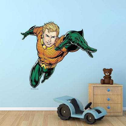 Kismet Decals Aquaman King of Seas Licensed Wall Sticker - Easy DIY Justice League Home & Room Decor Wall Art - Kismet Decals
