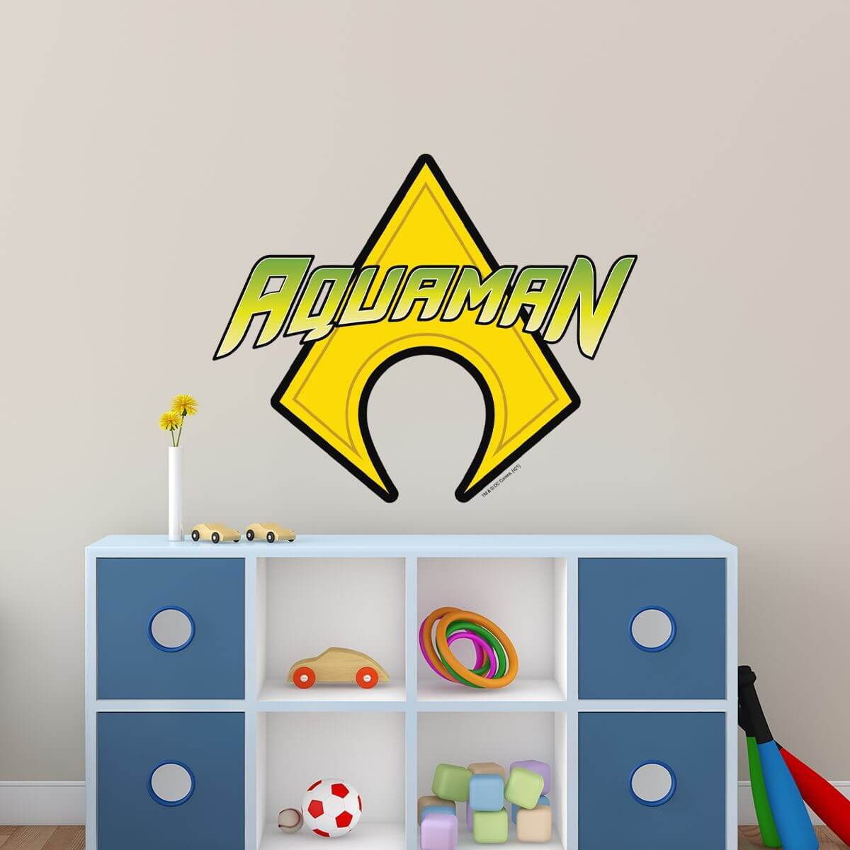 Kismet Decals Aquaman Logo Licensed Wall Sticker - Easy DIY Justice League Home & Room Decor Wall Art - Kismet Decals
