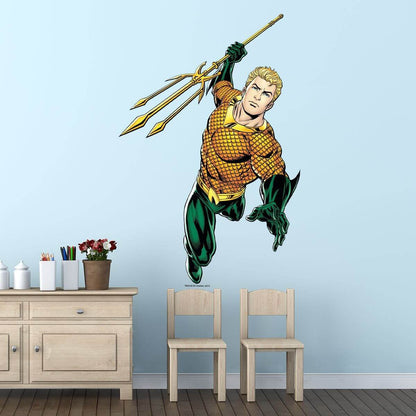 Kismet Decals Aquaman Trident Attack Licensed Wall Sticker - Easy DIY Justice League Home & Room Decor Wall Art - Kismet Decals