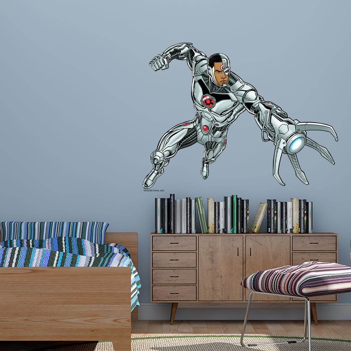 Kismet Decals Cyborg Leap Attack Licensed Wall Sticker - Easy DIY Justice League Home & Room Decor Wall Art - Kismet Decals