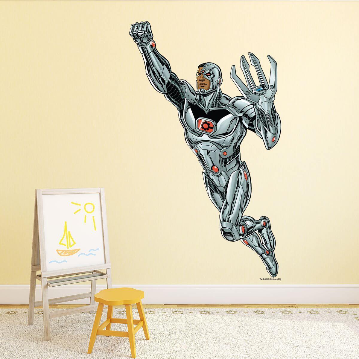 Kismet Decals Cyborg Take Flight Licensed Wall Sticker - Easy DIY Justice League Home & Room Decor Wall Art - Kismet Decals