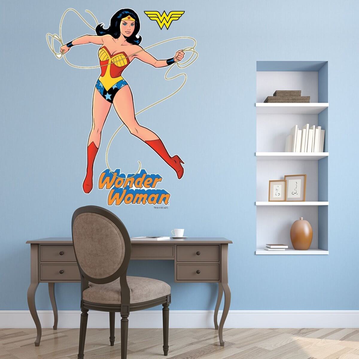 Kismet Decals Evolution of Wonder Woman Original Artwork 1972 Officially Licensed Wall Sticker - Easy DIY DC Comics Home, Kids or Adult Bedroom, Office, Living Room Decor Wall Art - Kismet Decals