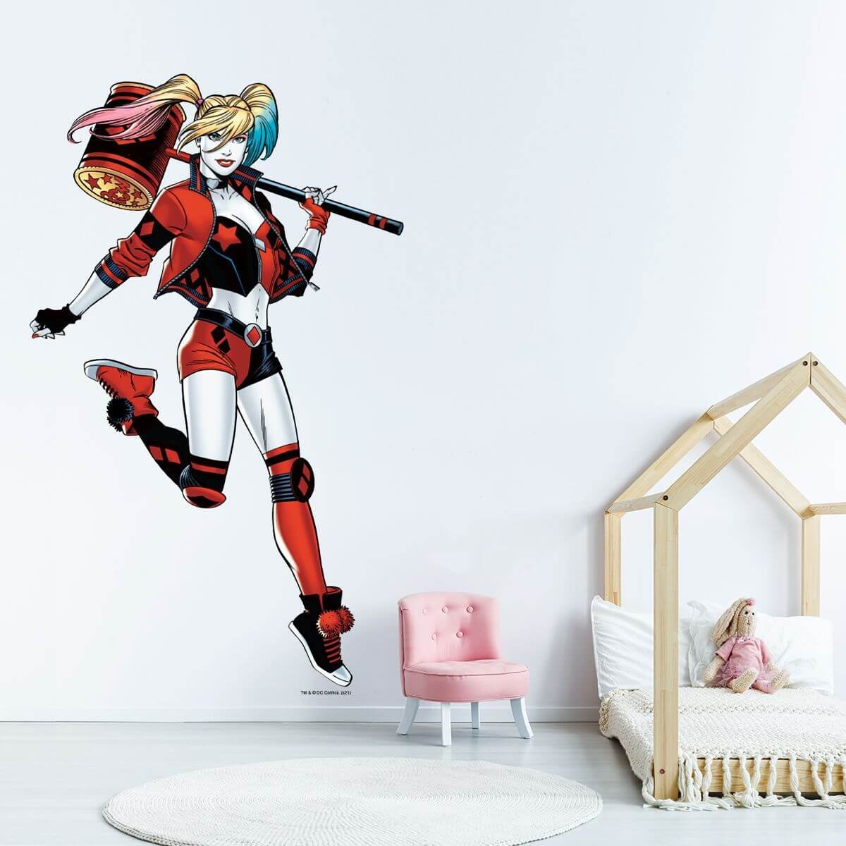 Kismet Decals Harley Quinn Hammer Licensed Wall Sticker - Easy DIY Justice League Home & Room Decor Wall Art - Kismet Decals