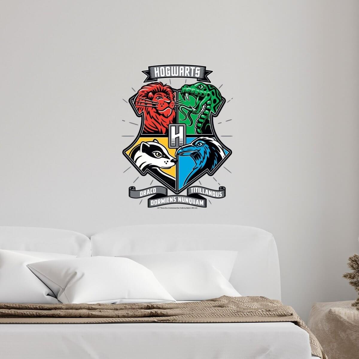 Kismet Decals Harry Potter Hogwarts Crest Licensed Wall Sticker - Easy DIY Home & Kids Room Decor Wall Decal Art - Kismet Decals