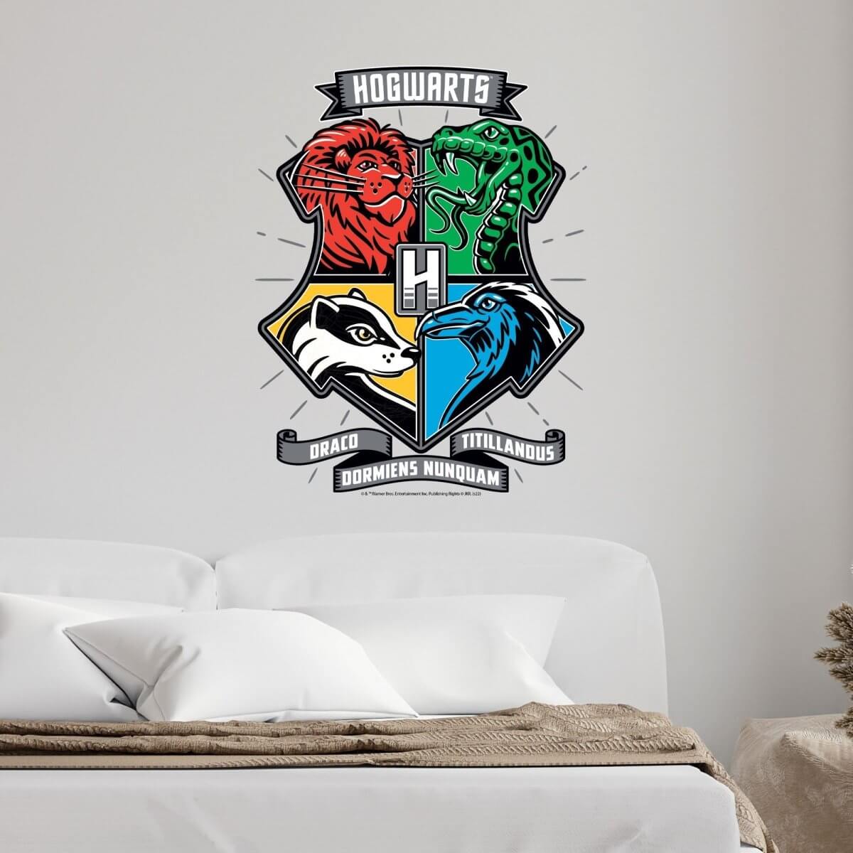 Kismet Decals Harry Potter Hogwarts Crest Licensed Wall Sticker - Easy DIY Home & Kids Room Decor Wall Decal Art - Kismet Decals