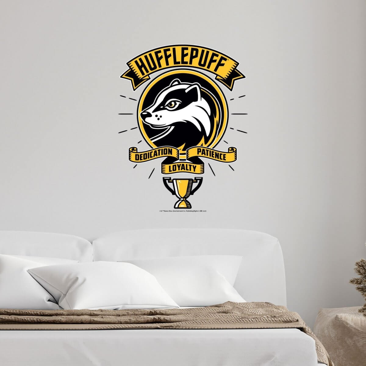Kismet Decals Harry Potter Hufflepuff Crest Licensed Wall Sticker - Easy DIY Home & Kids Room Decor Wall Decal Art - Kismet Decals