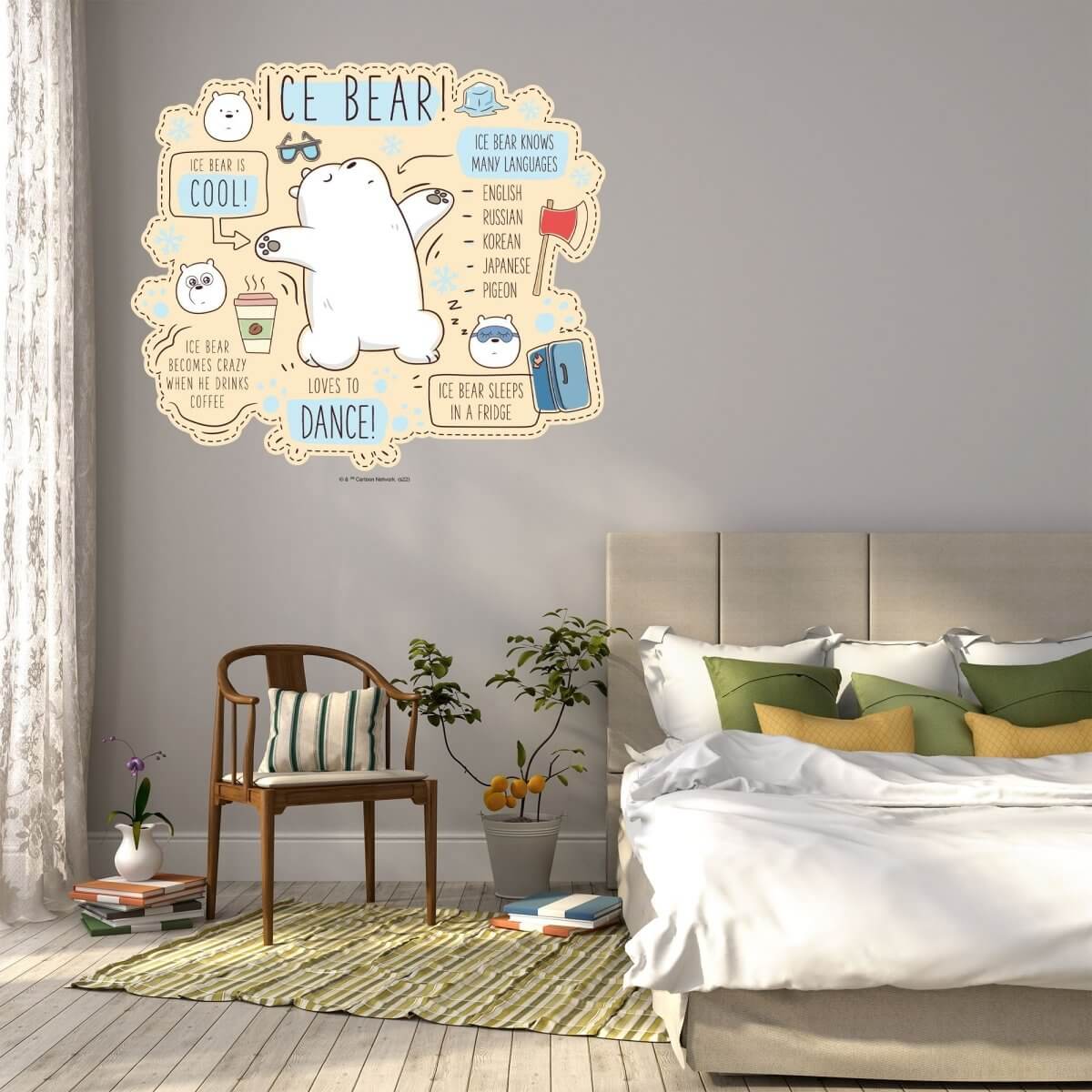 Kismet Decals Home & Room Decor We Bare Bears Get to Know Ice Bear Wall decal sticker - officially licensed - latex printed with no solvent odor - Kismet Decals