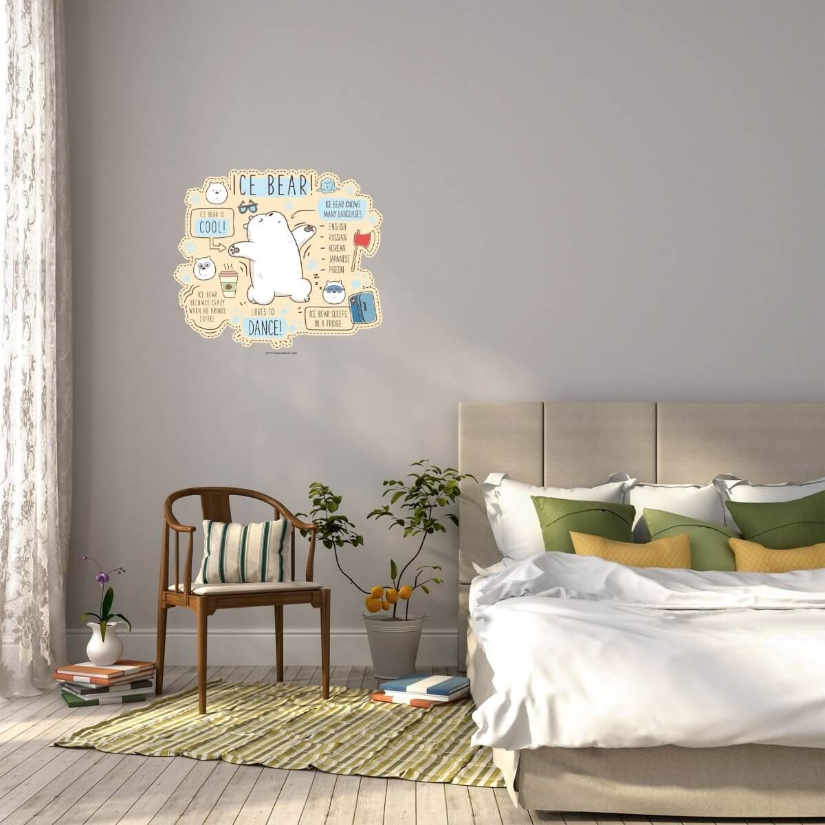 Kismet Decals Home & Room Decor We Bare Bears Get to Know Ice Bear Wall decal sticker - officially licensed - latex printed with no solvent odor - Kismet Decals