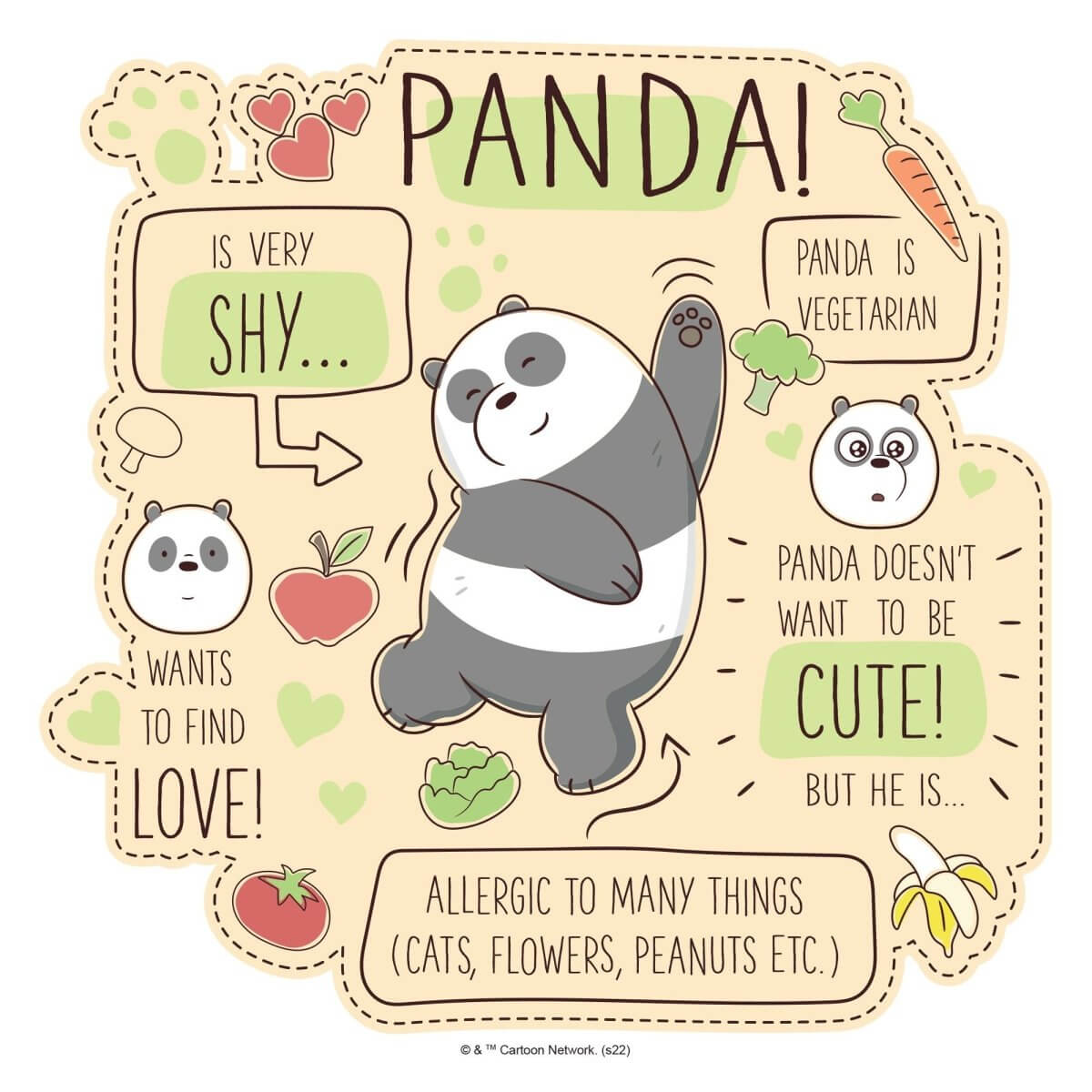 Kismet Decals Home & Room Decor We Bare Bears Get to Know Panda Wall decal sticker - officially licensed - latex printed with no solvent odor - Kismet Decals