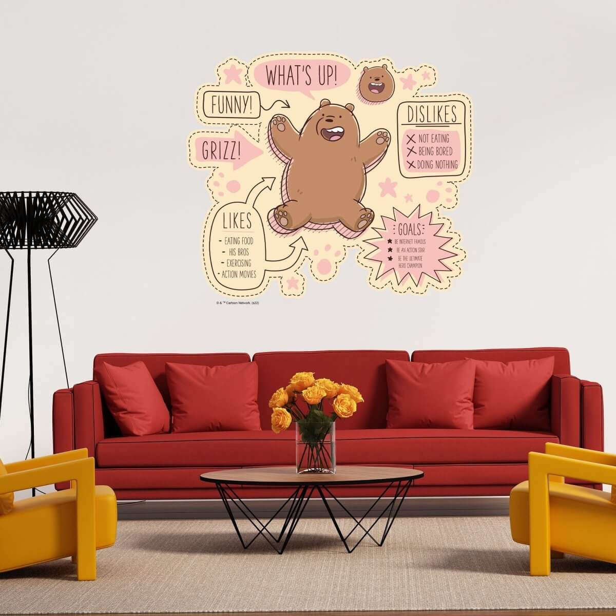 Kismet Decals Home & Room Decor We Bare Bears Grizz 101 Wall decal sticker - officially licensed - latex printed with no solvent odor - Kismet Decals