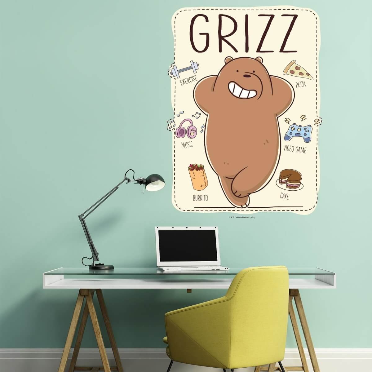 Kismet Decals Home & Room Decor We Bare Bears Grizzly's Favorites Wall decal sticker - officially licensed - latex printed with no solvent odor - Kismet Decals